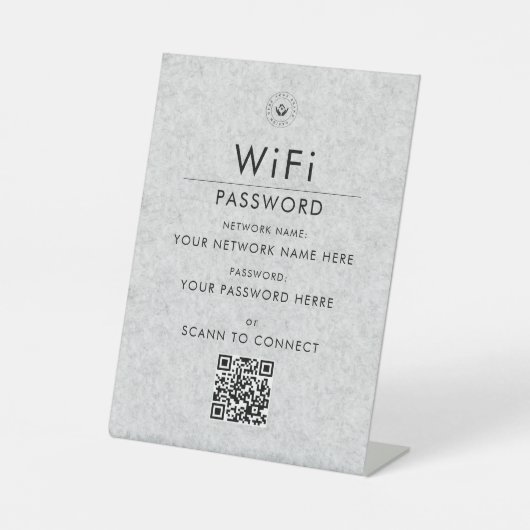 Modernes, benutzerdefiniertes QR-Code-Zeichen mit Sockelschild (Vorderseite)