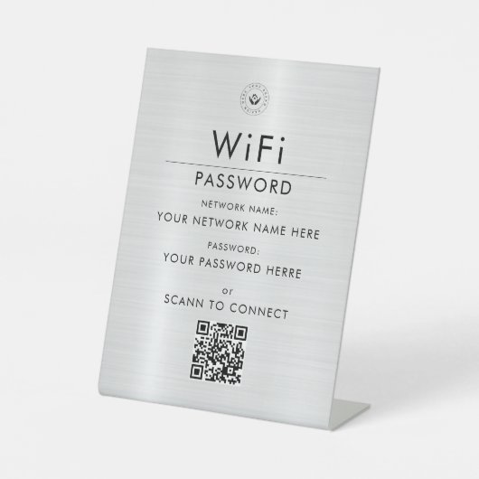 Modernes, benutzerdefiniertes QR-Code-Zeichen mit  Sockelschild (Vorderseite)