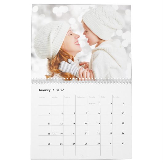 Modernes, benutzerdefiniertes Script Foto 2024 Kalender (Jan 2026)