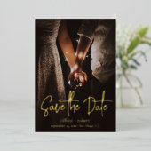 Modernes, benutzerdefiniertes Skript-Foto Save the Folieneinladung (Stehend vorne)