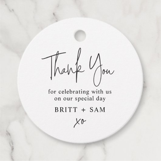 Modernes, benutzerdefiniertes Skript für die Gastg Geschenkanhänger (Vorderseite)