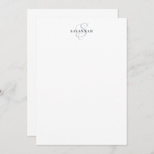 Modernes, benutzerdefiniertes Skript Monogram Blus Mitteilungskarte (Vorne/Hinten)