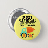 Modernes benutzerdefiniertes, verlorenes Child-Id- Button (Vorne & Hinten)