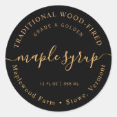 Modernes Bernstein auf dem schwarzen Ahornsirup Runder Aufkleber (Vorderseite)