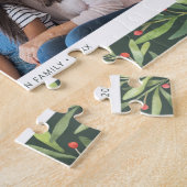 Modernes Berry Greenery Grün Weihnachtsfamilie Fot Puzzle (Seite)
