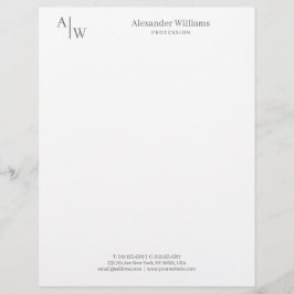 Modernes Beruflich 2 Monogramm Minimalistisch Grau Briefbogen