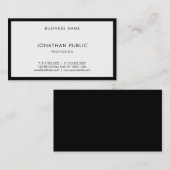 Modernes Beruflich Chic Schwarz-weiß Elegantes Sch Visitenkarte (Vorne/Hinten)