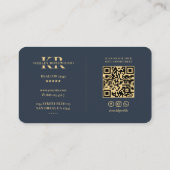 Modernes Beruflich dunkelblaues Monogramm Visitenkarte (Rückseite)