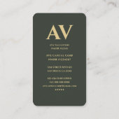 Modernes Beruflich dunkelgrünes Monogramm-Marketin Visitenkarte (Rückseite)