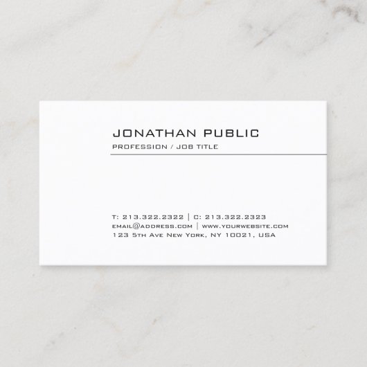 Modernes Beruflich Elegantes Einfaches Personalisi Visitenkarte (Vorderseite)
