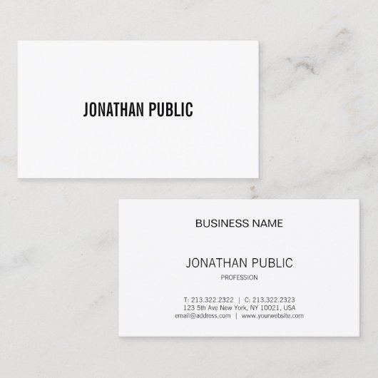 Modernes Beruflich Elegantes Schwarz-weiß Einfache Visitenkarte (Vorne/Hinten)