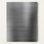 Modernes Beruflich gebürstetes Metallic-Grau-Monog Planer (Rückseite)