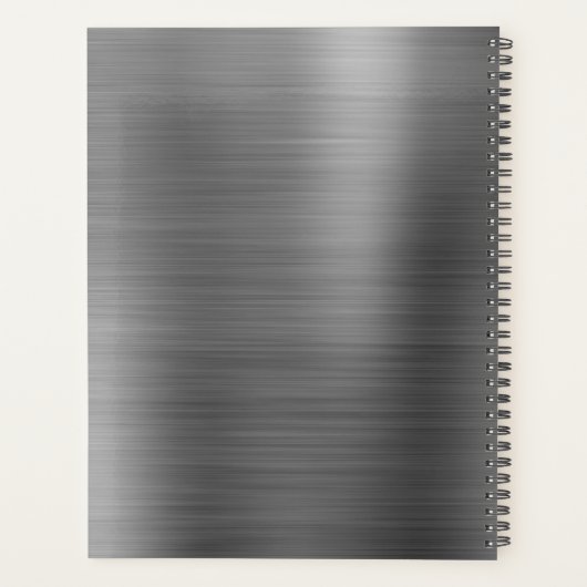 Modernes Beruflich gebürstetes Metallic-Grau-Monog Planer (Rückseite)