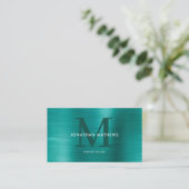 Modernes Beruflich gebürstetes metallisches Aquama Visitenkarte (Stehend Vorderseite)