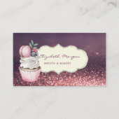 Modernes Beruflich, Glitzer Bokeh, Cupcake Macaron Visitenkarte (Vorderseite)