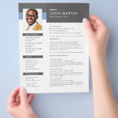 Modernes Beruflich-Grau-Blue-Job-Resume-Foto Flyer (Hand)