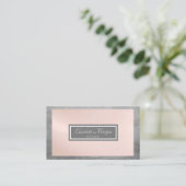 Modernes Beruflich Grau, Rosa, Rahmen Visitenkarte (Stehend Vorderseite)