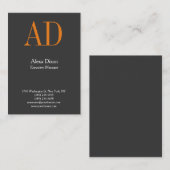 Modernes beruflich-graues Monogramm Visitenkarte (Vorne/Hinten)