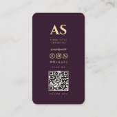 Modernes Beruflich Luxus Lila Foto Visitenkarte (Rückseite)