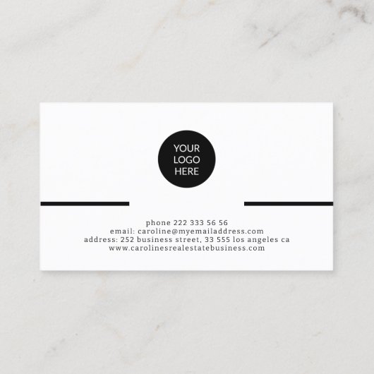 Modernes beruflich-minimalistisches Design-Logo-Fo Visitenkarte (Rückseite)