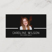 Modernes beruflich-minimalistisches Logo Foto schw Visitenkarte (Vorderseite)
