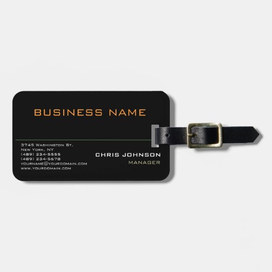 Modernes Beruflich Rich Black Gepäckanhänger (Vorderseite horizontal)