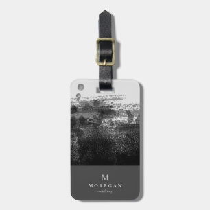 Modernes Beruflich Schwarzes Grau Mit Monogramm Gepäckanhänger