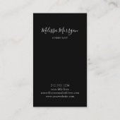 Modernes Beruflich Schwarzes Grau Mit Monogramm Visitenkarte (Rückseite)