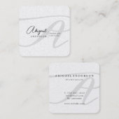 Modernes Beruflich Schwarzweiß-Weiß-Monogramm Quadratische Visitenkarte (Vorne/Hinten)