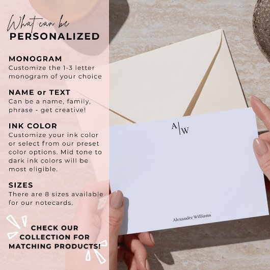 Modernes Berufliches 2 Monogramm Erstschwarz Mitteilungskarte