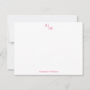 Modernes Berufliches 2 Monogramm Girl Hot Pink Mitteilungskarte