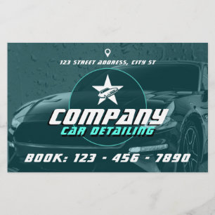 Modernes berufliches Auto mit Angaben zum Flyer