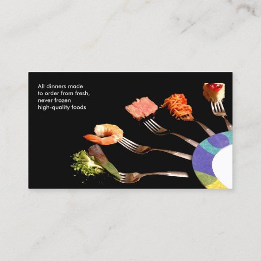 Modernes Berufliches Black Food on Forts Restauran Visitenkarte (Rückseite)