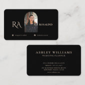 Modernes Berufliches Black Gold Monogram Foto Visitenkarte (Vorne/Hinten)