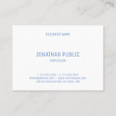 Modernes Berufliches, blaues Weiß Visitenkarte (Rückseite)