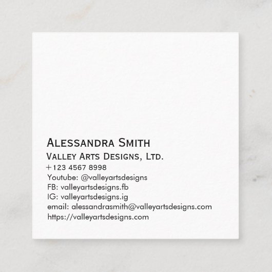 Modernes, Berufliches Business Foto Square Telefonnummerkarte (Rückseite)