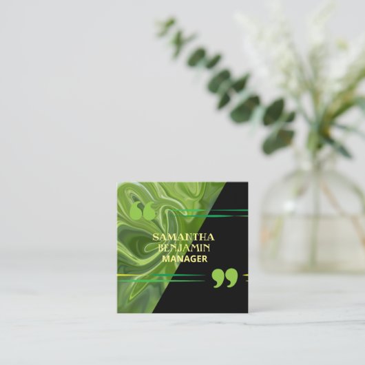 Modernes Berufliches Classic Green Black Quadratische Visitenkarte (Stehend Vorderseite)