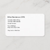 Modernes berufliches CPA Acountant Visitenkarte (Rückseite)