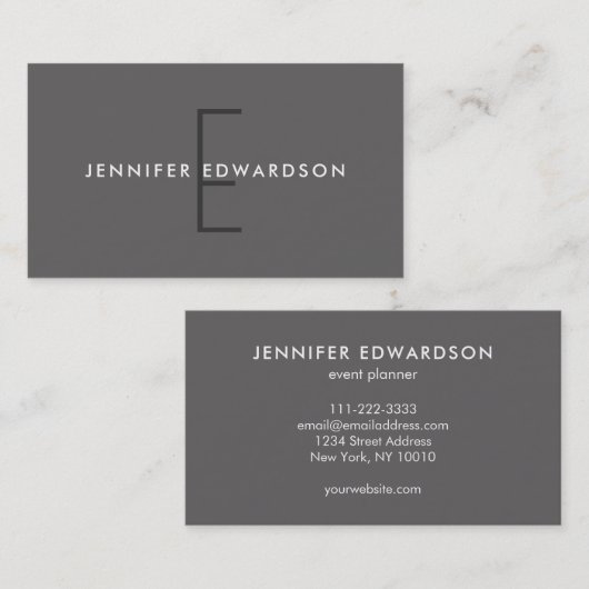 Modernes berufliches, dunkelgraues mit Monogramm G Visitenkarte (Vorne/Hinten)