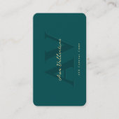 Modernes Berufliches dunkles Aquamarines Monogramm Visitenkarte (Vorderseite)