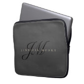 Modernes Berufliches Edelgold und Graues Monogramm Laptopschutzhülle (Vorderseite Links)
