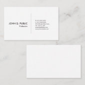 Modernes berufliches einfaches elegantes weißes visitenkarte (Vorne/Hinten)
