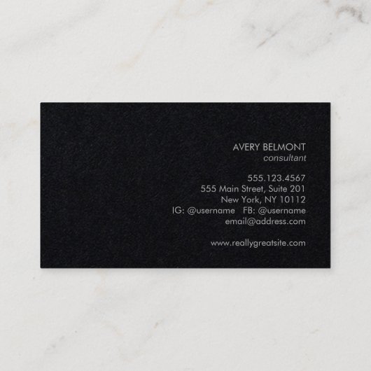Modernes Berufliches Einfaches Schwarz Visitenkarte (Rückseite)