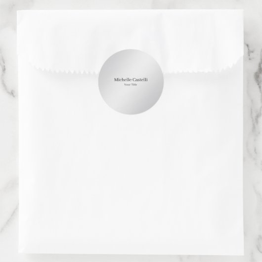 Modernes Berufliches, einzigartiges Metalgrau Runder Aufkleber (Tasche)