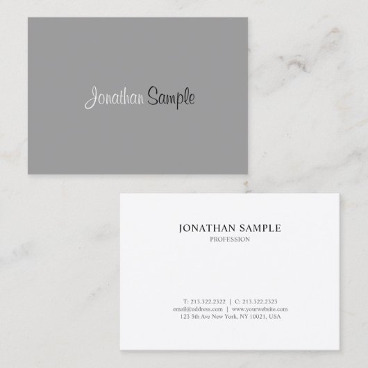 Modernes Berufliches Elegantes Grau Einfaches Desi Visitenkarte (Vorne/Hinten)