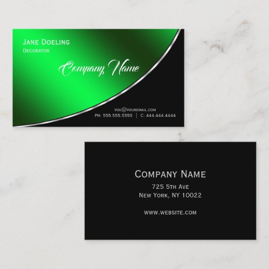 Modernes Berufliches Elegantes Grün Visitenkarte (Vorne/Hinten)