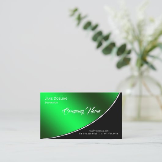 Modernes Berufliches Elegantes Grün Visitenkarte (Stehend Vorderseite)