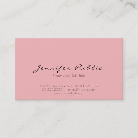 Modernes berufliches elegantes rosa weißes visitenkarte (Vorderseite)