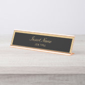 Modernes berufliches elegantes Skript-Gold Schreibtischnamensplakette (Vorderseite )