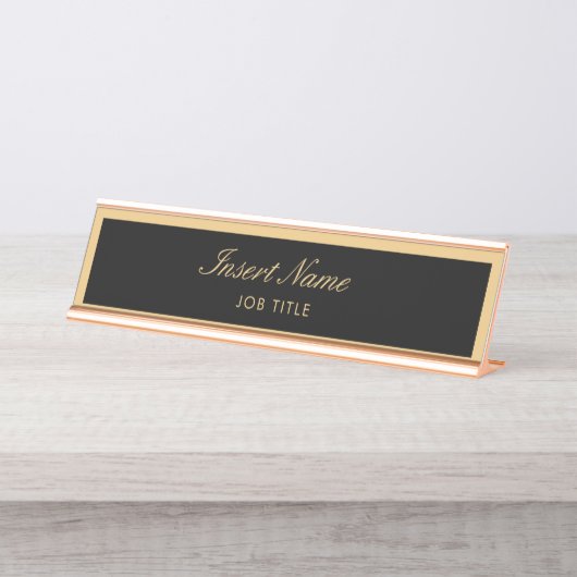 Modernes berufliches elegantes Skript-Gold Schreibtischnamensplakette (Vorderseite )
